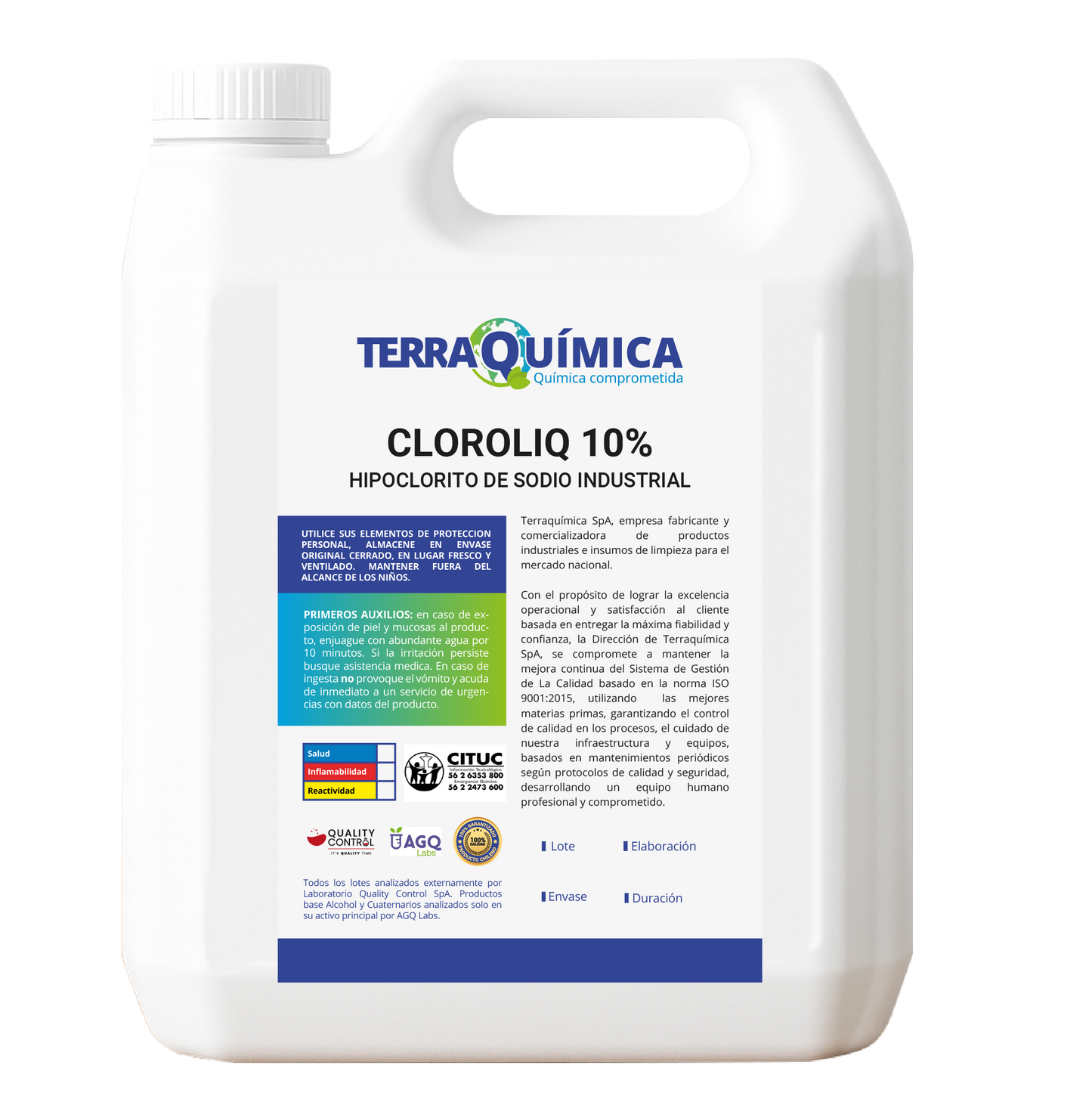 Hipoclorito de Sodio Industrial - CLOROLIQ 10%