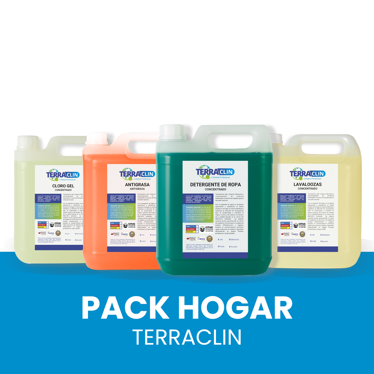Imagen Pack Hogar Terraclin - Lavalozas, Lavaropa, Clorogel, Antigrasa