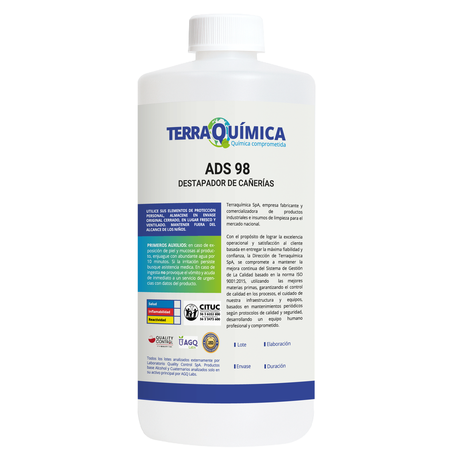 Envase de ads 98 - destapador de cañerías