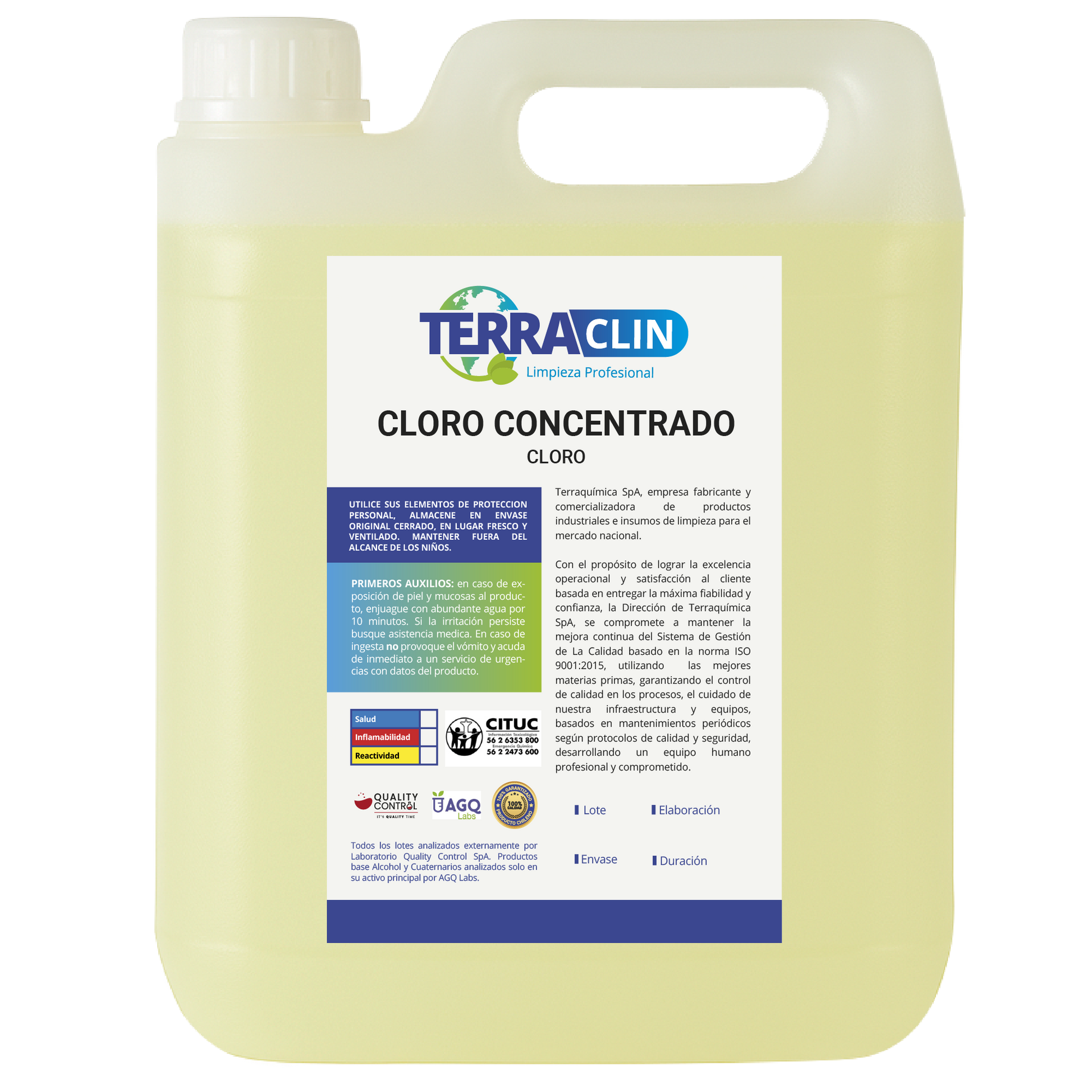 Envase de cloro concentrado - terraclin
