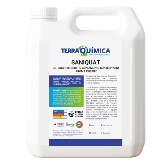 Envase de detergente neutro con amonio cuaternario, saniquat